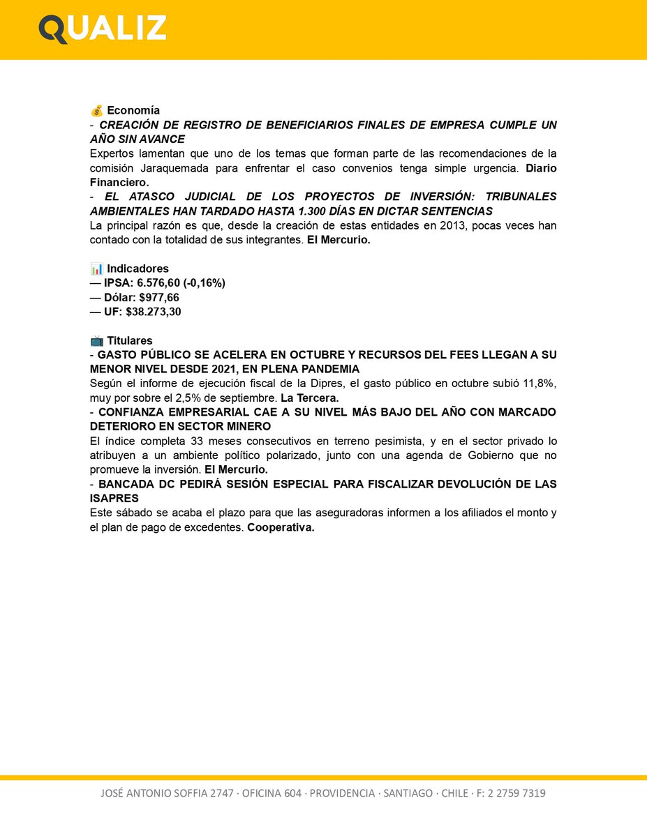 🔎 Hoy, asesores presidenciales comparecerán ante una CEI del Congreso por el Caso Monsalve. Por otro lado, partidos oficialistas se han desmarcado de la Reforma al Sistema político propuesta hace unos días.

📰 Revisa estas y otras noticias en nuestro informe diario 👇