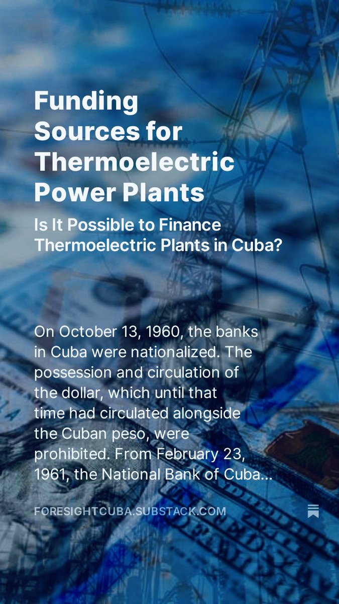 ⚡️🇨🇺💰- In Cuba, the energy crisis raises a question: Is it feasible to finance the renovation or construction of thermoelectric power plants?

Read here: open.substack.com/pub/foresightc…

#Cuba #EnergyCrisis #ThermalPowerPlants #Financing #Renewal #Construction #Energy #Thermoelectric