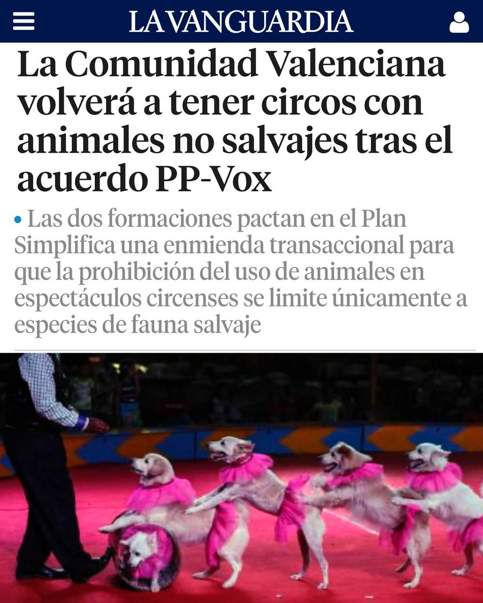 🎪¡Maltrato de animales en circos de la Comunidad Valenciana!

❌El <a href="/ppcv/">Partido Popular Comunitat Valenciana</a> y <a href="/vox_cv/">VOX Cortes Valencianas</a> dan un paso atrás en protección animal y permitirán el uso de animales no salvajes en circos, cabalgatas o mercados medievales. Se mantendrá la prohibición del uso de animales silvestres o