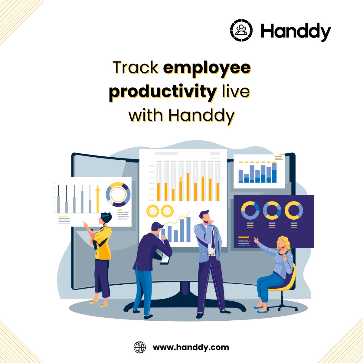 HanddySoftware's tweet image. Stay on top of your team&apos;s activities with Handdy’s real-time monitoring. From tracking work hours to monitoring PC usage, get the insights you need for informed decisions.

✅ Schedule your demo now! handdy.com
.
.
.
#ProductivityAnalytics  #WorkplaceProductivity