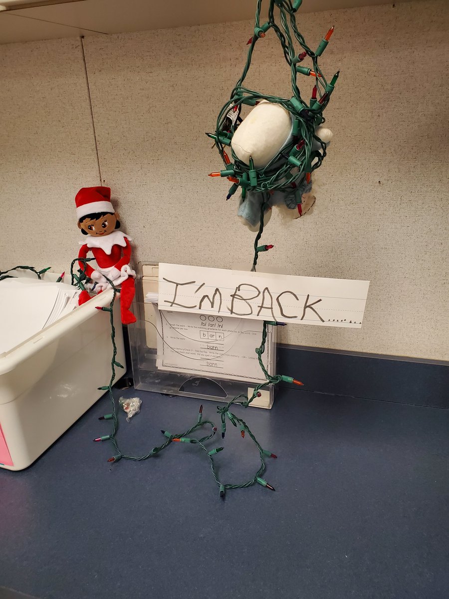 Elfie is back and causing trouble in the RTI room! 🎄