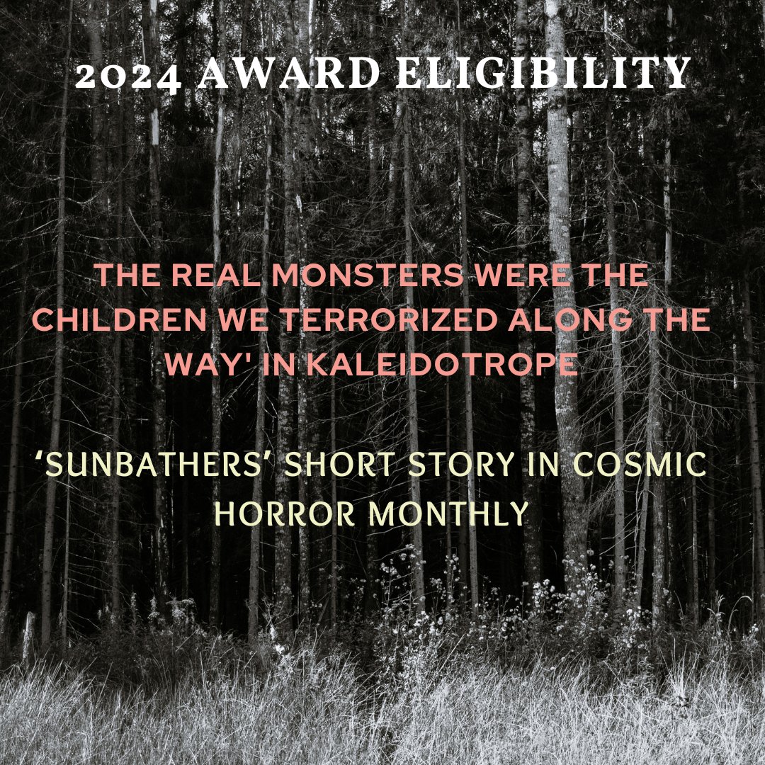 Here's my 2024 award-eligible stories! If you'd like a copy of any of them, please let me know.