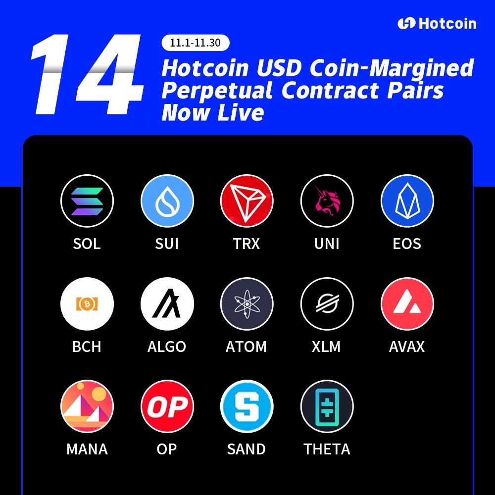 🚀 Hotcoin USD Based Perpetual Contracts is Now Available! 📅 #Hotcoin is  introducing 14 new USD based perpetual contract trading pairs. Get ready  for high leverage trading with top crypto assets! 🔍