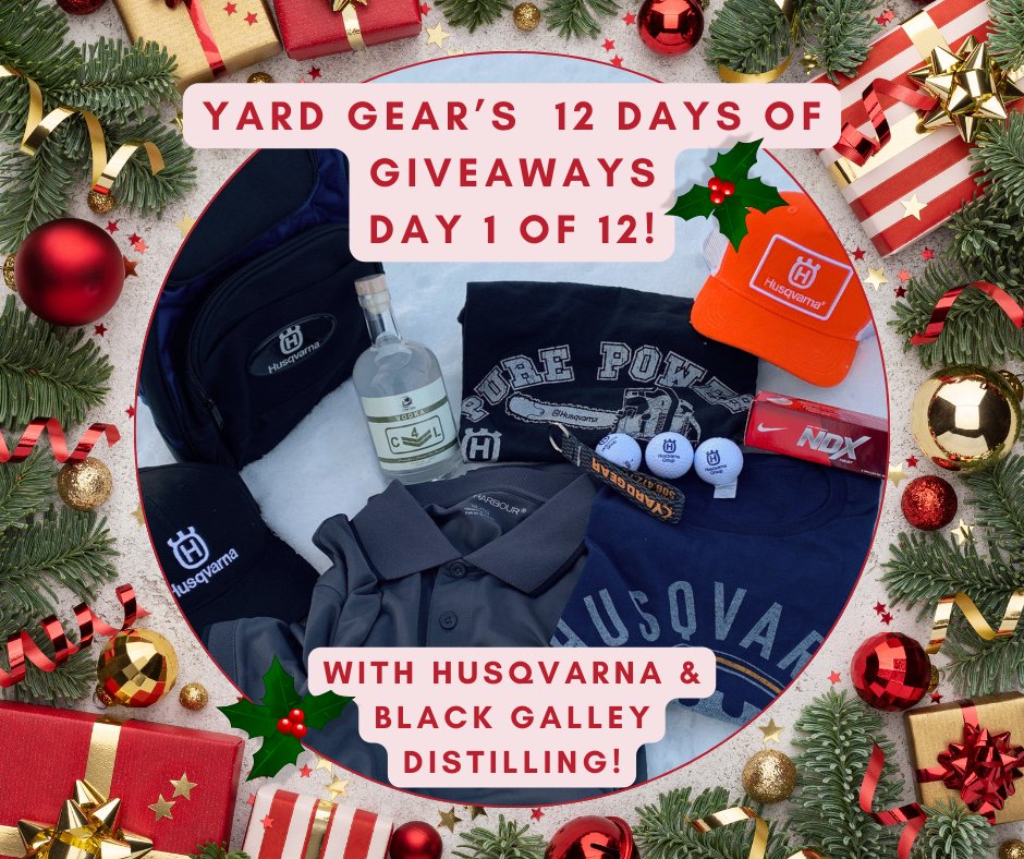 🎄Day 1 of Yard Gear's 12 Days of Giveaways!

We’re kicking things off in style by teaming up with <a href="/HusqvarnaCA/">Husqvarna Canada</a>  and <a href="/BlackGalley/">Black Galley Distilling</a>  for an amazing prize pack you won’t want to miss!

✨Visit our Facebook page for instructions on how to enter!✨

Good luck!🤞