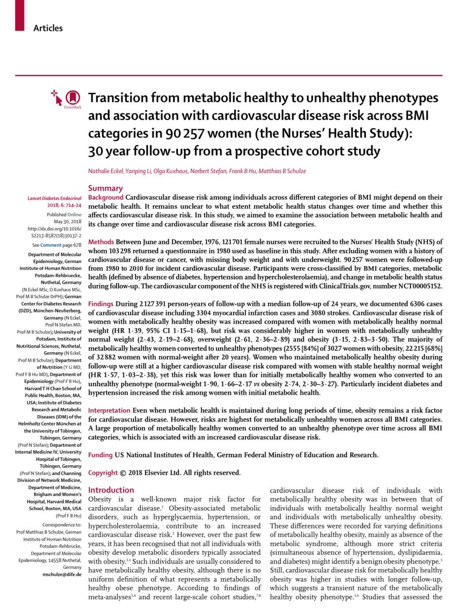 👩🏻‍⚕️👨🏻‍⚕️En la práctica, se habla de la obesidad “metabólicamente sana”, pero ¿realmente existe esta condición? Este estudio sugiere que la obesidad “metabólicamente sana” es solo una fotografía 📸 de un momento en la línea del tiempo y que, además, se asocia con daño al corazón 💔.