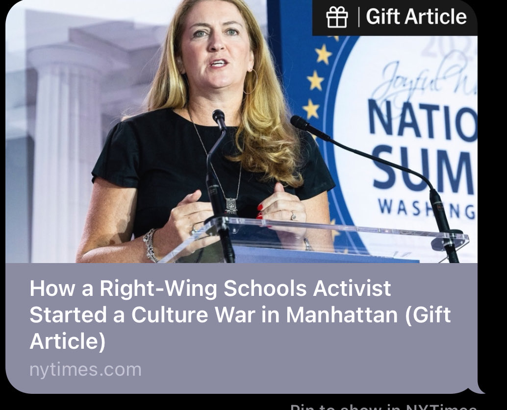 MaudMaron's tweet photo. This article, months in the writing, and just posted this morning already has a title change. Calling Manhattan moms like me “right wing” because I want my children’s public schools to be rigorous, open, mask-free, &amp; respectful of girls is why former Dems like me left the left. https://t.co/wYIKpBTFdM