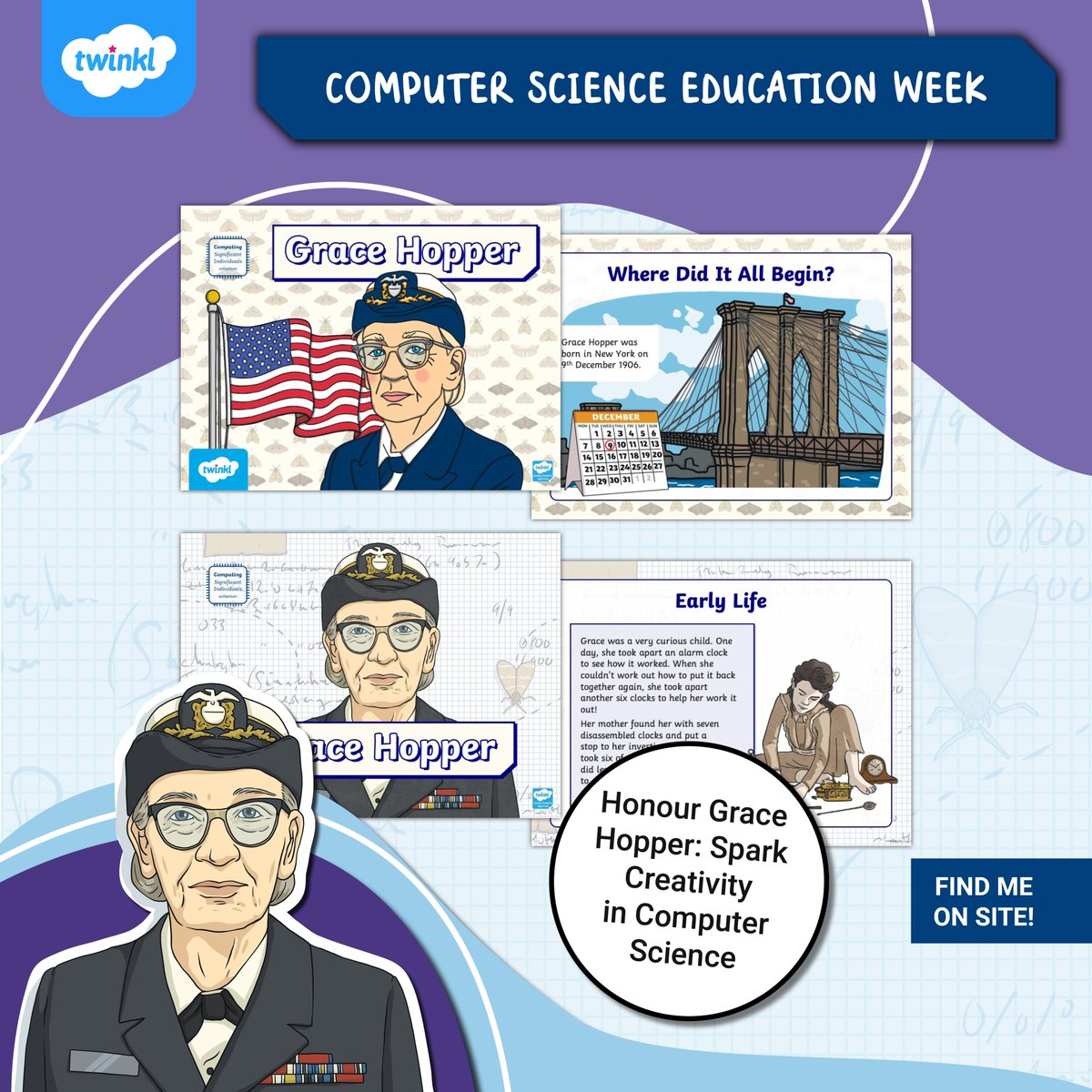 TwinklSubjLeads's tweet image. 💻Help inspire children this Computer Science Education Week by honouring the legacy of Grace Hopper, the computing pioneer.
Grace Hopper KS1 Powerpoint👉 twinkl.co.uk/l/suykv
Grace Hopper KS2 Powerpoint 👉 twinkl.co.uk/l/udb8b
#CSEdWeek #FutureReady #computinglead