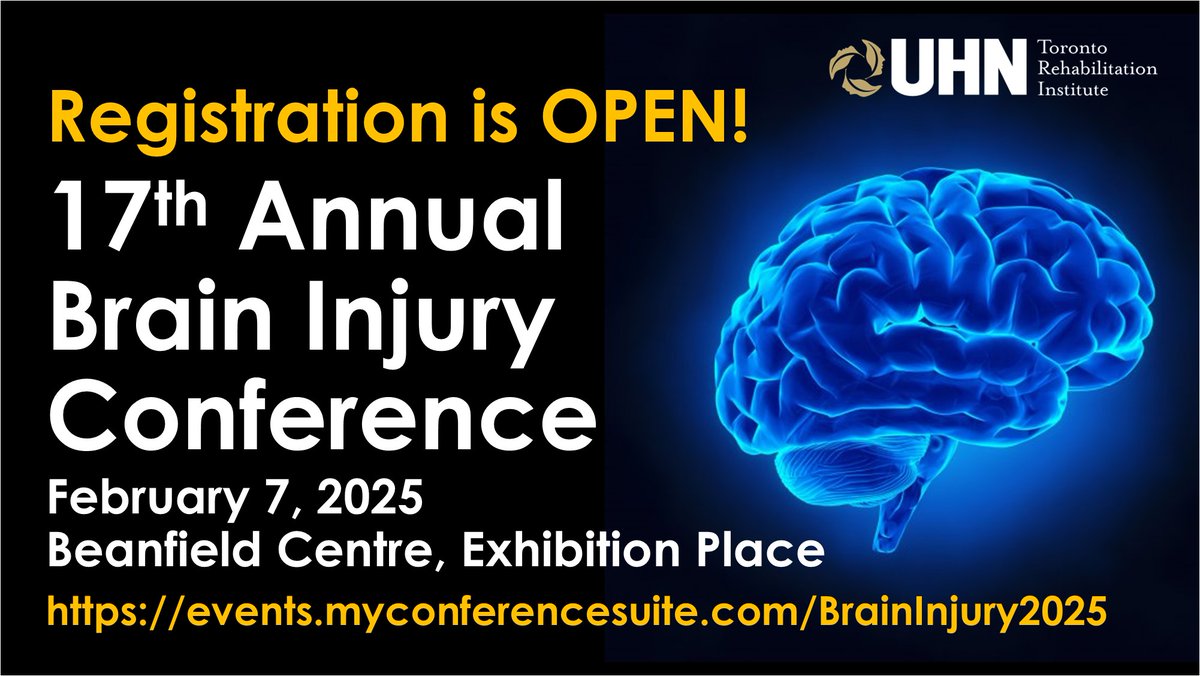 Hull-Ellis Concussion Clinic (@hull_elliscc) on Twitter photo Register today for <a href="/TorontoRehab/">Toronto Rehab</a>'s 17th Annual Brain Injury Conference. We will bring together clinical, research, and legal communities to network, learn, and share research, clinical practice, and personal experience in Brain Injury.
events.myconferencesuite.com/BrainInjury2025 Register today for <a href="/TorontoRehab/">Toronto Rehab</a>'s 17th Annual Brain Injury Conference. We will bring together clinical, research, and legal communities to network, learn, and share research, clinical practice, and personal experience in Brain Injury.
events.myconferencesuite.com/BrainInjury2025