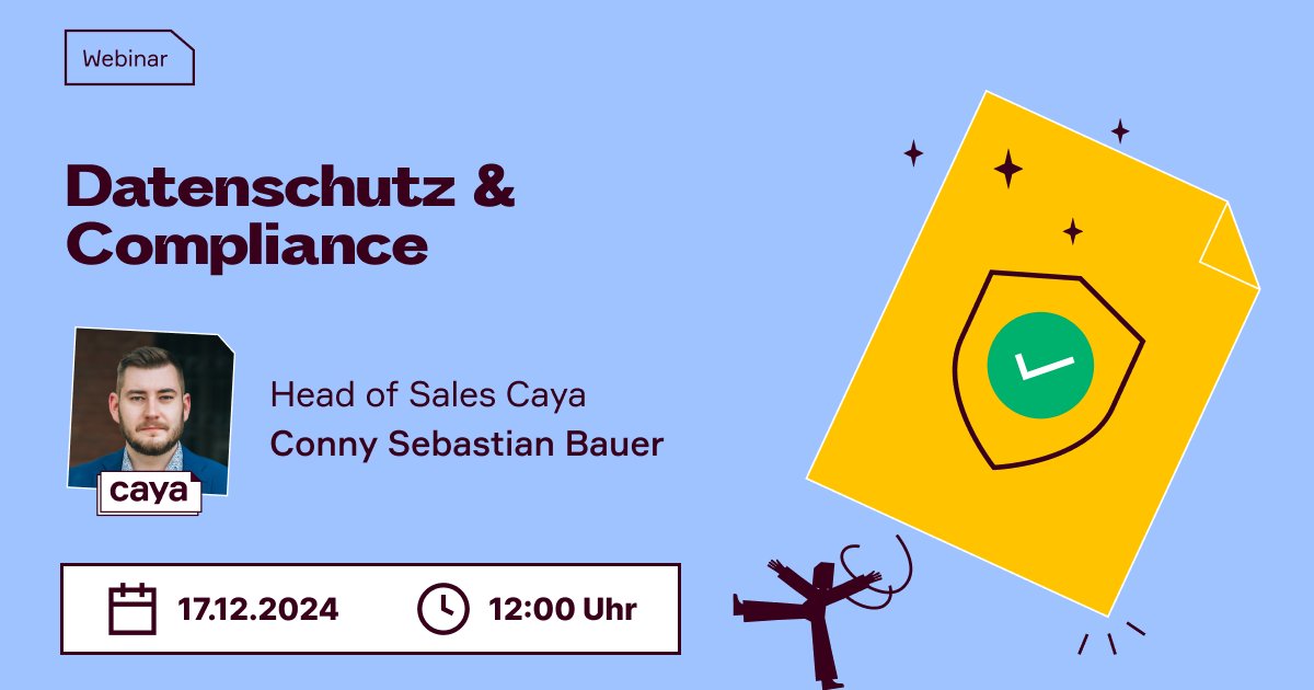 Das letzte Caya-Webinar im Jahr 2024: "Datenschutz &amp; Compliance"✨ 

Dort gehen wir auf sämtliche Themen rund um revisionssicheres Digitalarchiv, GoBD-Konformität und User- und Rechtemanagement ein.

📅 Wann? 17.12.2024  um 12:00 Uhr

Jetzt anmelden 👉 caya.com/live-webinare