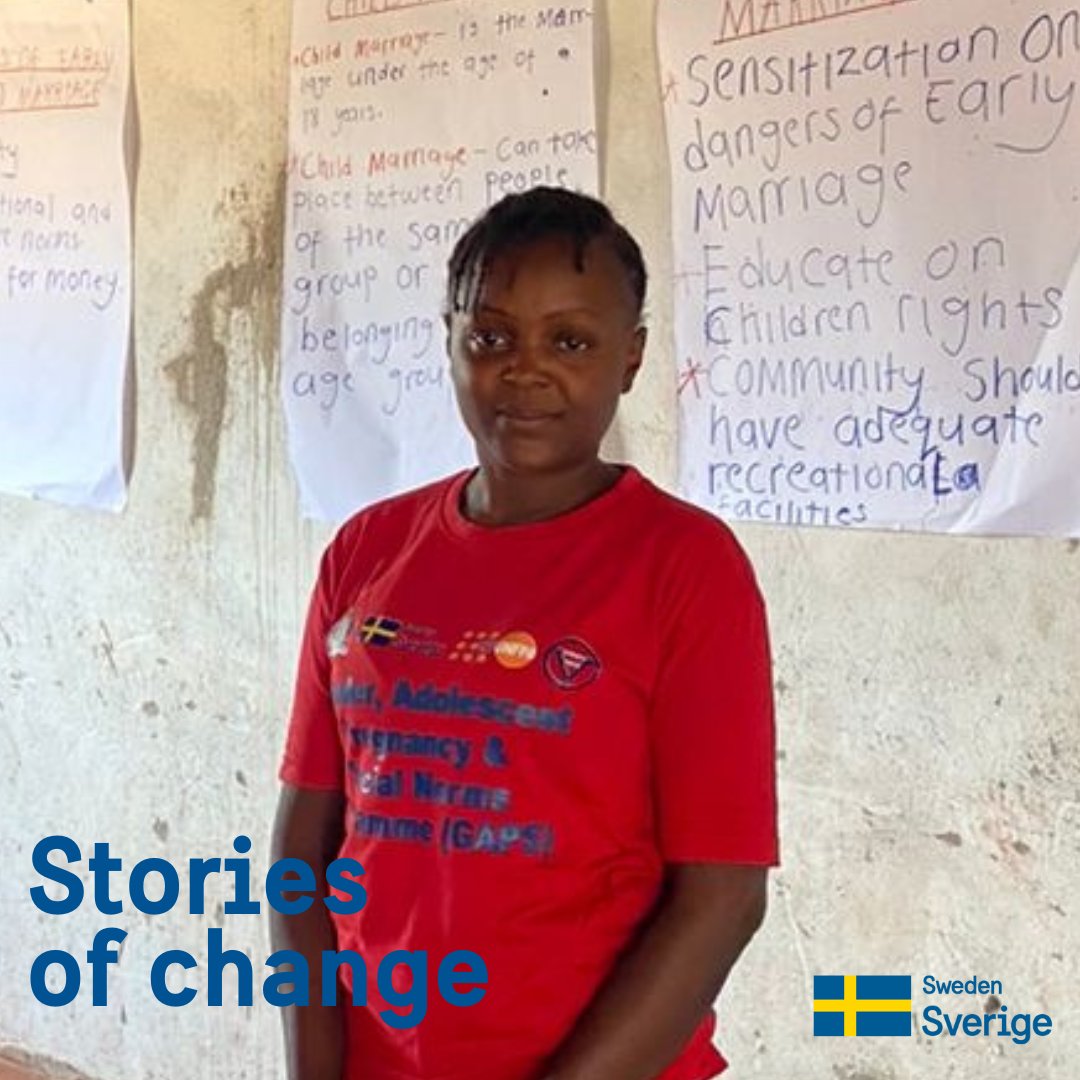 This is Sarafina Mwanza, a mentor from Petauke. 
Thanks to Sarafina and colleagues, 8,151 adolescents received SRHR information utilising the out-of-school CSE curriculum this year through mobile outreach initiatives to reach youth in hard-to-reach areas. #storiesofchangesweden