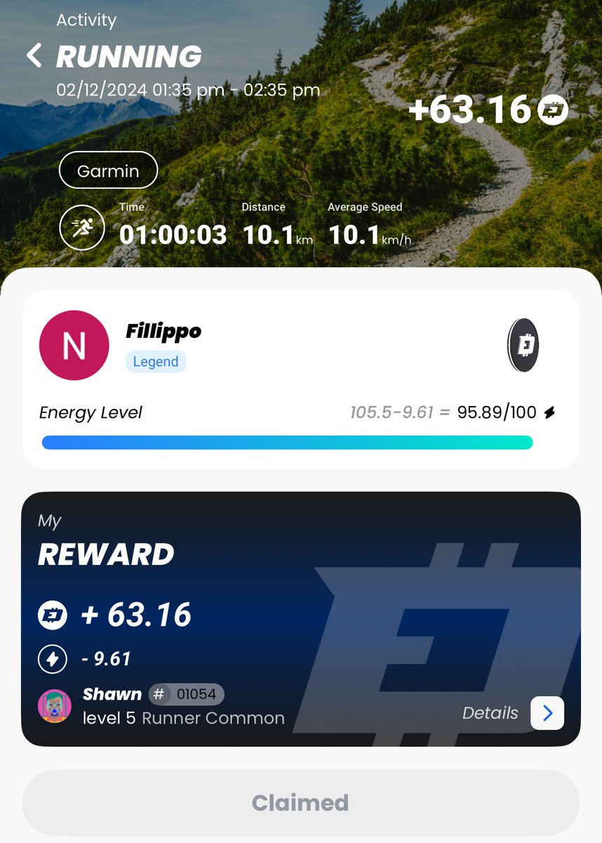Day 2/24 of the <a href="/DEFITofficial/">DEFIT</a> Xmas challenge with an easy run 🎅🏃‍♂️

Join DefitBorg 3.0 : 2C538A0B