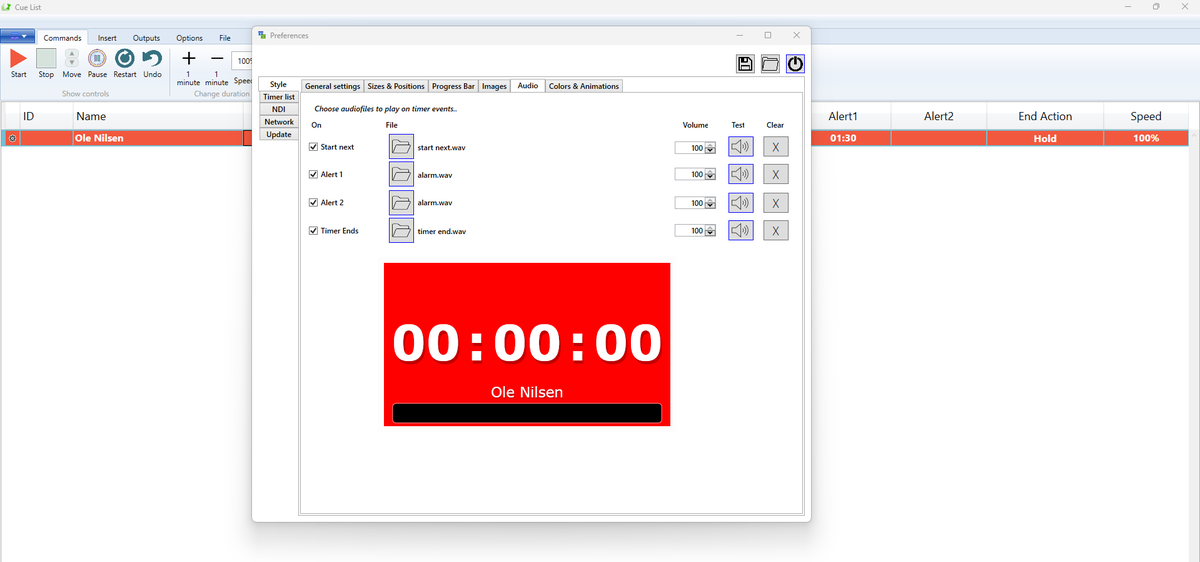 pretools's tweet photo. CueTimer 3.2 There we land!!
New feature: Play audio on timer-events

Now you can play an audio-file when the timer starts, reaches the alerts, or ends. This can be a great way of notifying the speakers when the time is running out. https://t.co/xQjwI5Co0E