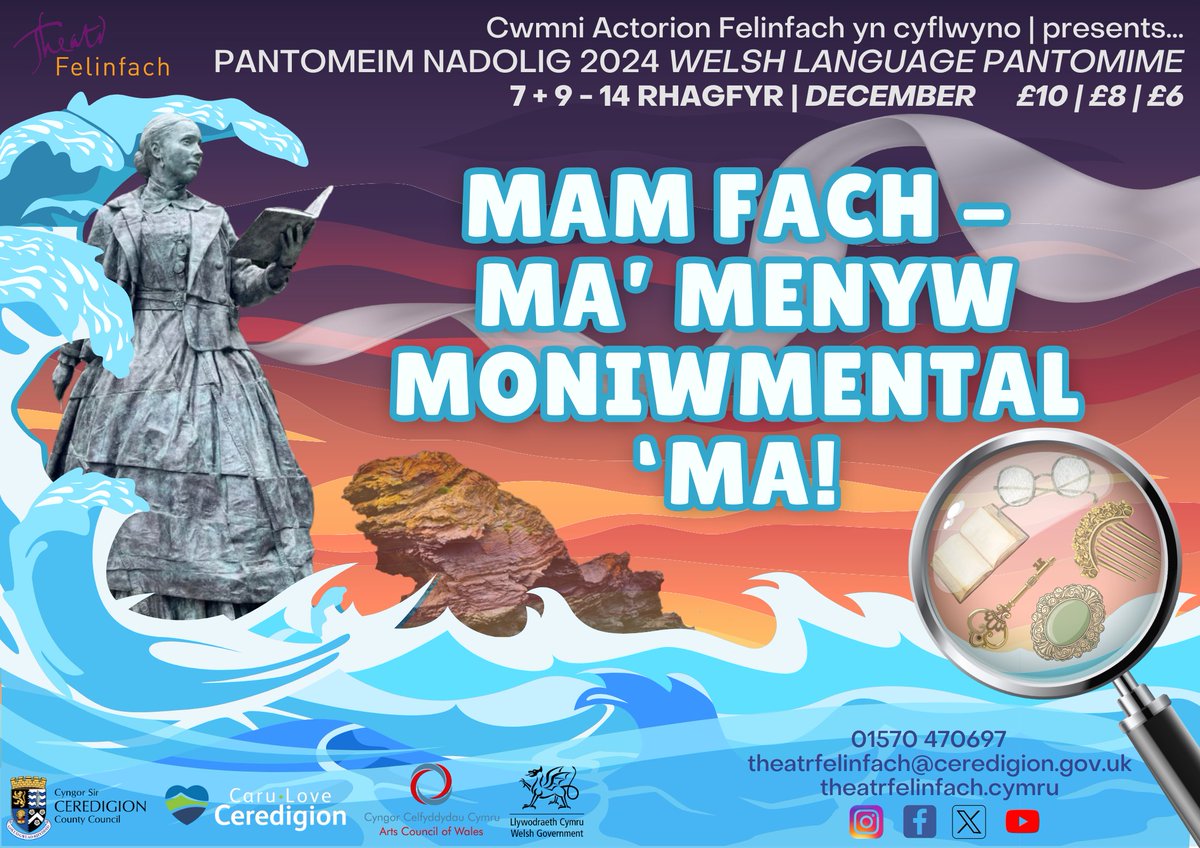 Mam Fach - Ma' Menyw Moniwmental 'Ma!
📅7 + 9-14/12/2024
🎟️theatrfelinfach.cymru

Dewch i fwynhau hwyl pantomeim unigryw Cwmni Actorion Felinfach✨

Come and enjoy the unique experience that is the Welsh language pantomime at Theatr Felinfach✨