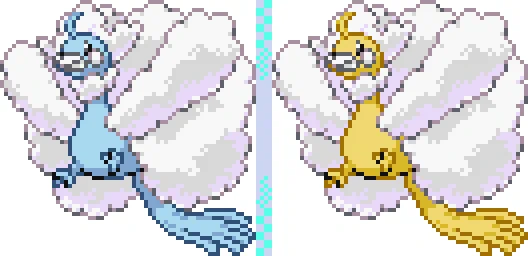 ときどき更新、ポケモン #ドット絵。      本日は #メガチルタリス。ノーマルどころか飛行まで捨ててよりモッフモフに。 