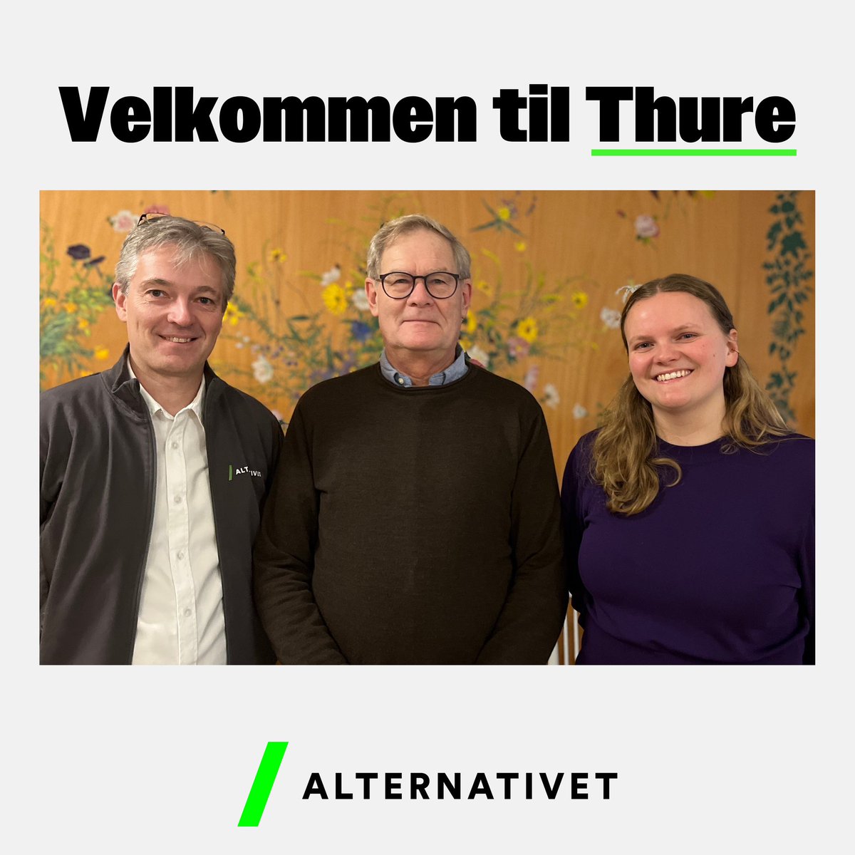 Årets bedste nyhed💚

Thure Hastrup har efter to år som løsgænger valgt at melde sig ind i @alternativet.dk. Det betyder, at Alternativet efter fire års pause er tilbage i Aarhus byråd.

Vi glæder os til samarbejdet. Det bliver rigtig godt!

#dkpol