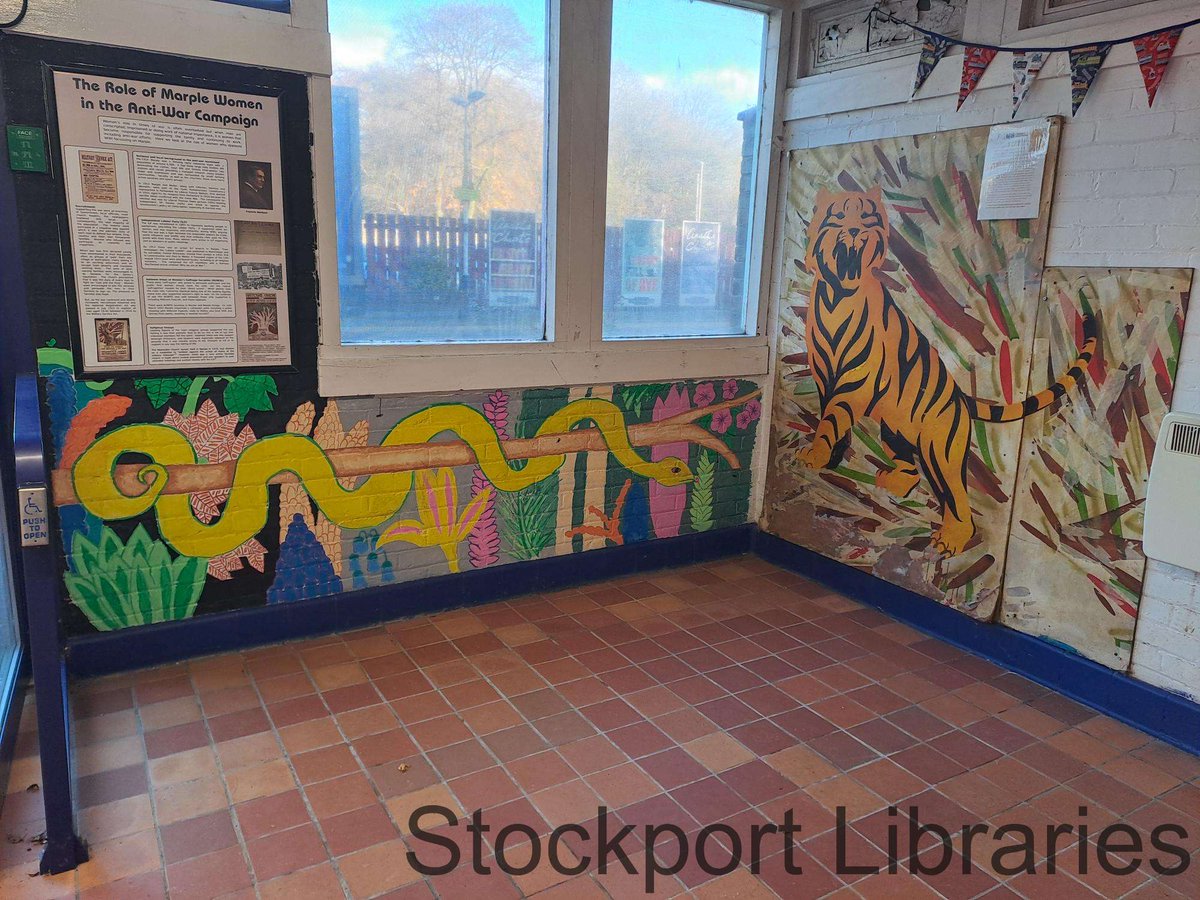 Marple Station. A new mural has been created inside the station building. #StockportMuralMonday from #StockportHeritage Library.