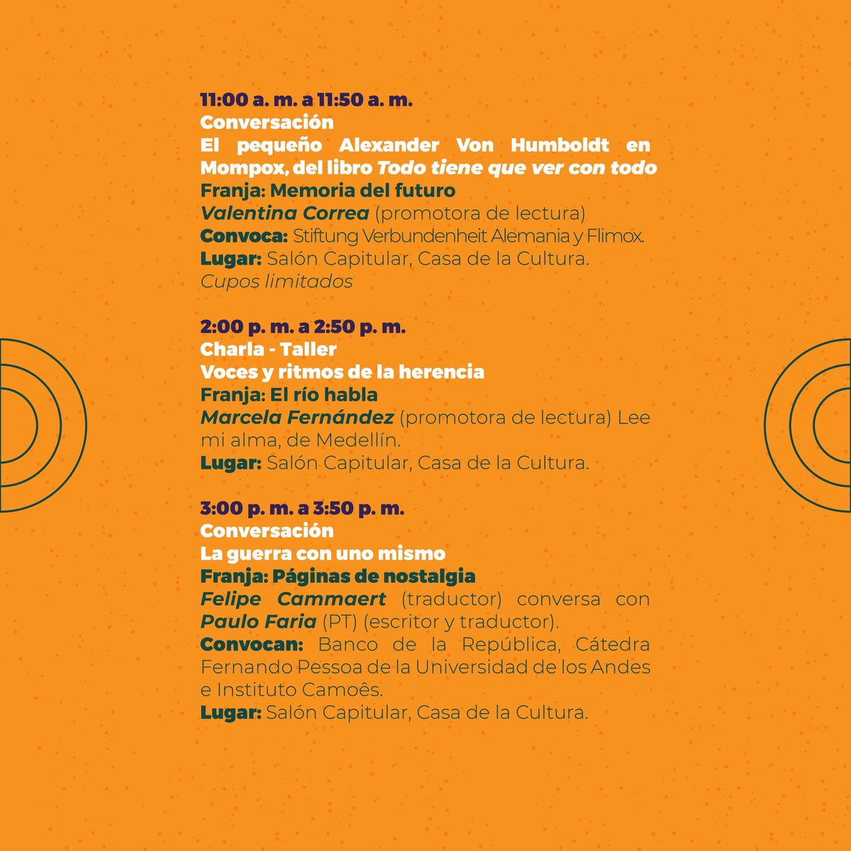 flimox_festival's tweet photo. ¡Faltan 3️⃣ días!
🎉 En esta 2.ª edición traemos una programación con invitados nacionales e internacionales de alto nivel. Hoy te contamos lo que sucederá el 8 de diciembre en #FliMox 🎪 https://t.co/ML31ryT63e