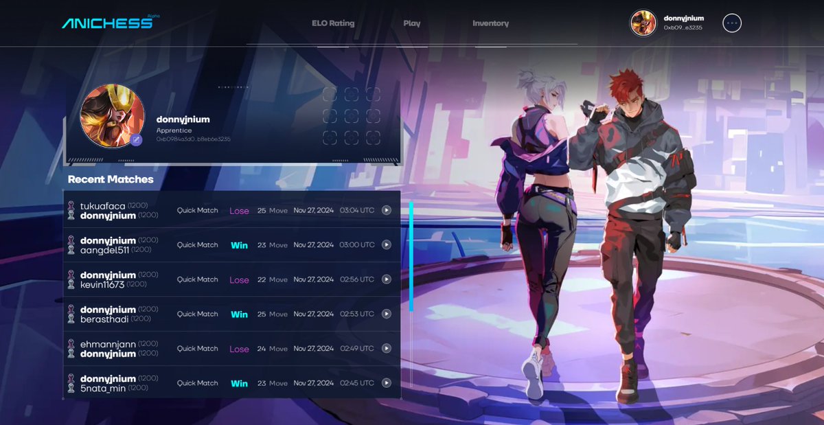 donnyjnium's tweet photo. Anichess got me hooked! Finished 5 Quick Matches, now Ranked Mode unlocked. Thanks to YGG and the Anichess team for bringing this awesome game to life. GGWP! ✨🔥

#YGGxAnichess #YGGGAPS8 @YieldGuild @AnichessGame https://t.co/RMAoki1Bk4