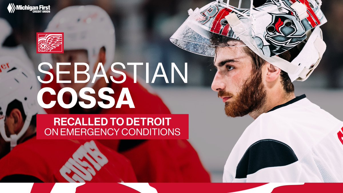 UPDATE: The #RedWings have recalled goaltender Sebastian Cossa from the AHL’s Grand Rapids Griffins under emergency conditions.