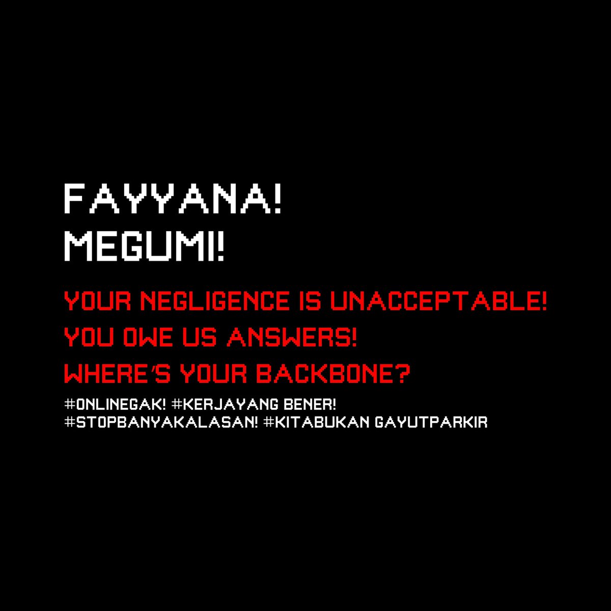 Can’t even do a simple task properly, such a disgrace to us all—vanishing without guilt, abandoning their responsibilities like cowards, and leaving everything in shambles.

<a href="/Ms_PMarx/">Fayyana.</a> <a href="/Ms_ILazar/">Megumi. (H)</a>