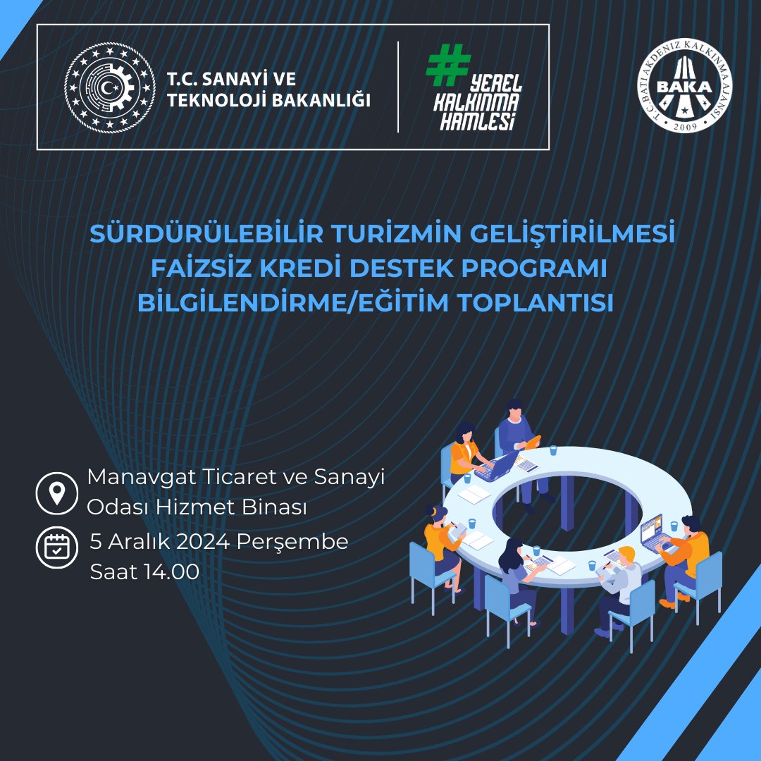 🚀 Sürdürülebilir Turizmin Geliştirilmesi Faizsiz Kredi Destek Programı Manavgat Bilgilendirme/Eğitim Toplantısı

Ajansımızın başlattığı 50 Milyon TL bütçeli destek programı başvurularınızı bekliyor.
🔗baka.gov.tr/duyuru/2024-yi…

<a href="/ManavgatTSO/">MATSO</a>