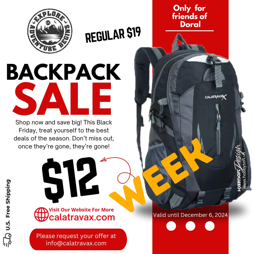 ✨¡Tenemos una oferta irresistible! por solo $12 (regular $19). 🎒 Y si compras tres, ¡el precio baja a $30! ✨ Solo residentes de Doral y estará disponible hasta el 6 de diciembre. 🎒
calatravax.com
#doral #camping #offer #monday