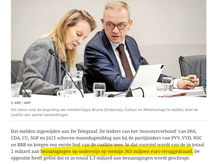 Doe. Het. Niet.

Coalitie wil dat monsterverbond €1,6 miljard aan onderwijsbezuinigingen mogelijk gaat maken.

Oppositie heeft unieke kans om hele €2 miljard aan bezuinigingen tegen te houden.

Laat de basisscholen, middelbare scholen, mbo en hoger onderwijs niet vallen! 🟥