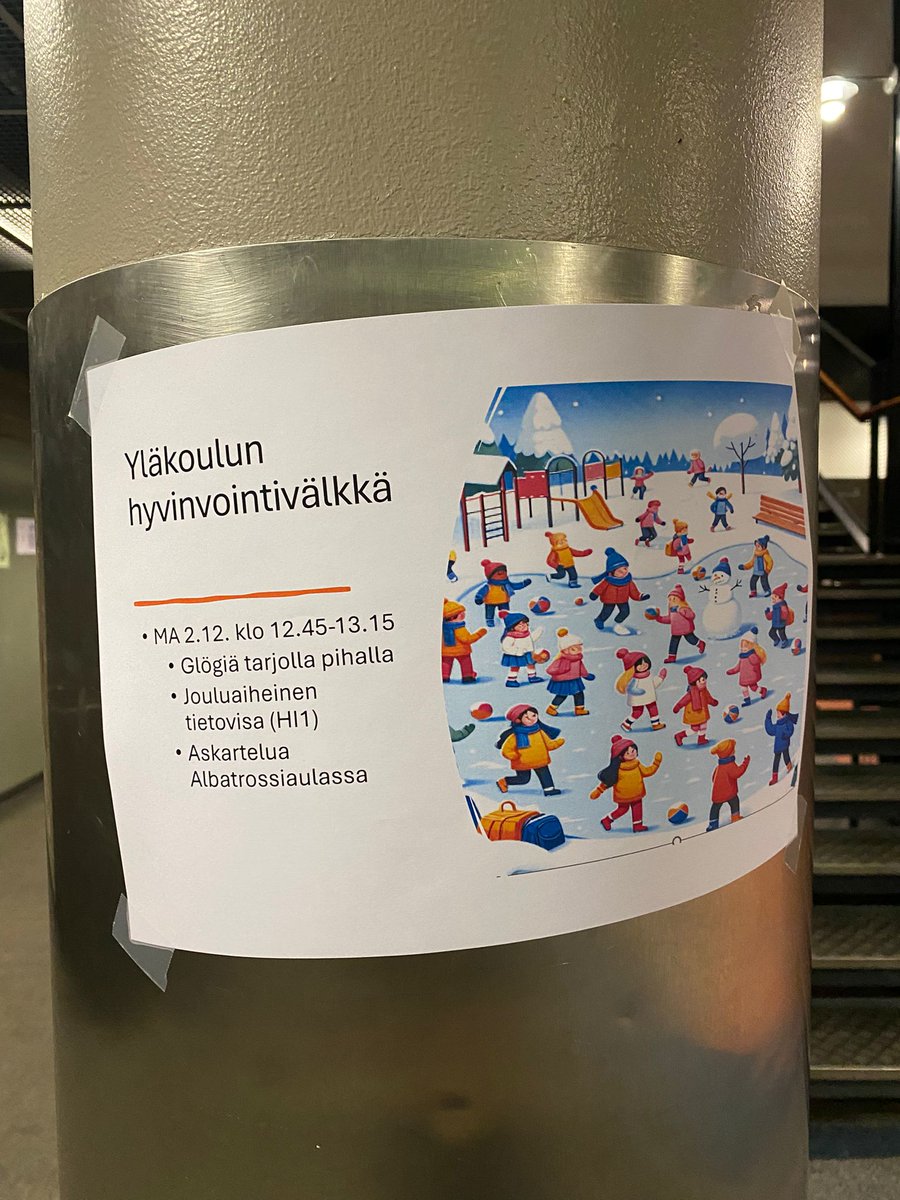viikinnorssi's tweet photo. Yläkoulu vietti tänään hyvinvointivälkkää! ❤️🫶🏽❤️

Oli tietovisaa, lumihiutaleiden askartelua ja ulkona tarjoiltiin glögiä! Kyllä kelpasi aloittaa joulukuu! 💪

3 viikkoa joululomaan! 

#viikinnorssi #viikinpk #viikinyläkoulu #hyvinvointivälitunti #tietovisa #askartelu #glögi https://t.co/cYsqd7NVLp