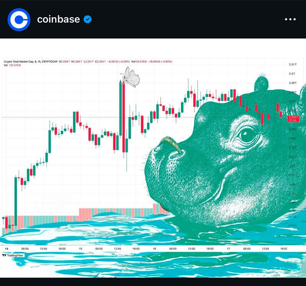The Coinbase instagram prophecy? Coinbase posted a chart with a hippo on  the 18th October... announced today $MOODENG listing. A few days ago, they  posted a chart with a squirrel... $PNUT next?