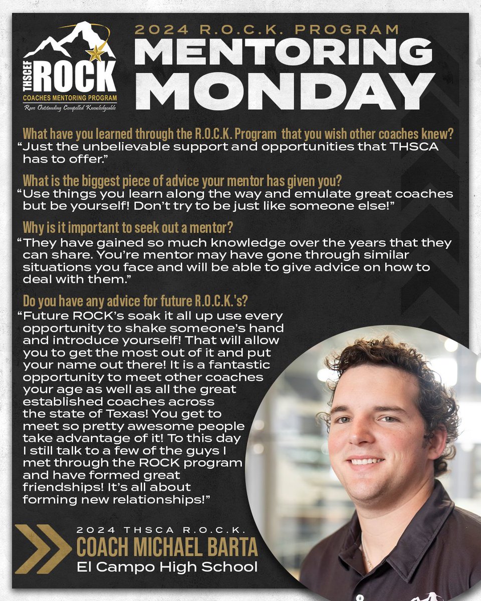 THSCA (@thscacoaches) on Twitter photo We're back with another #ROCKMentoring Monday!☀️
This week, we're featuring Coach Brandon Beasley (<a href="/coachbbeas/">Brandon Beasley</a>) from Frisco Emerson HS and Coach Michael Barta (<a href="/MichaelBarta20/">Michael Barta</a>) from El Campo HS! We're back with another #ROCKMentoring Monday!☀️
This week, we're featuring Coach Brandon Beasley (<a href="/coachbbeas/">Brandon Beasley</a>) from Frisco Emerson HS and Coach Michael Barta (<a href="/MichaelBarta20/">Michael Barta</a>) from El Campo HS!
