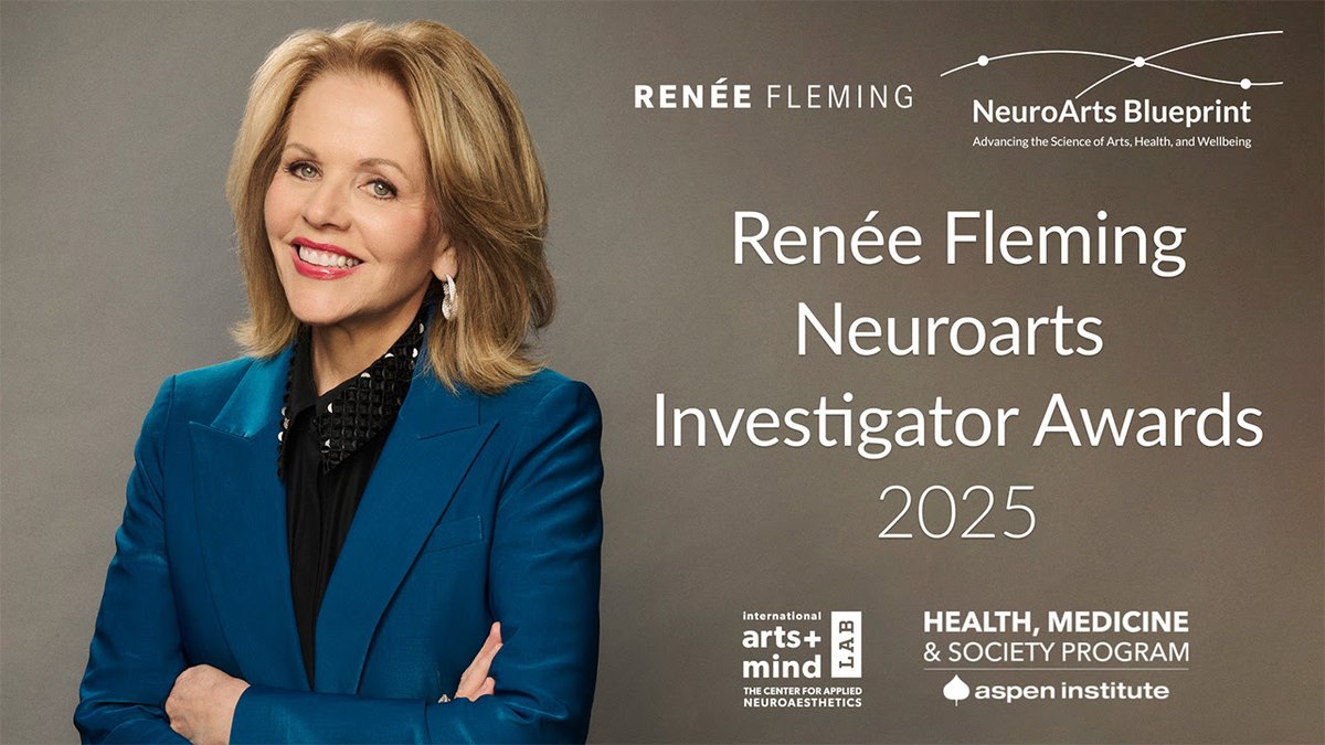 Thursday: join an informational webinar at noon Eastern for the 2025 <a href="/ReneeFleming/">Renee Fleming</a> Neuroarts Investigator Awards administered by <a href="/artsandmindlab/">International Arts + Mind Lab</a>  &amp; NeuroArts Blueprint. Register here: aspeninstitute.zoom.us/webinar/regist…