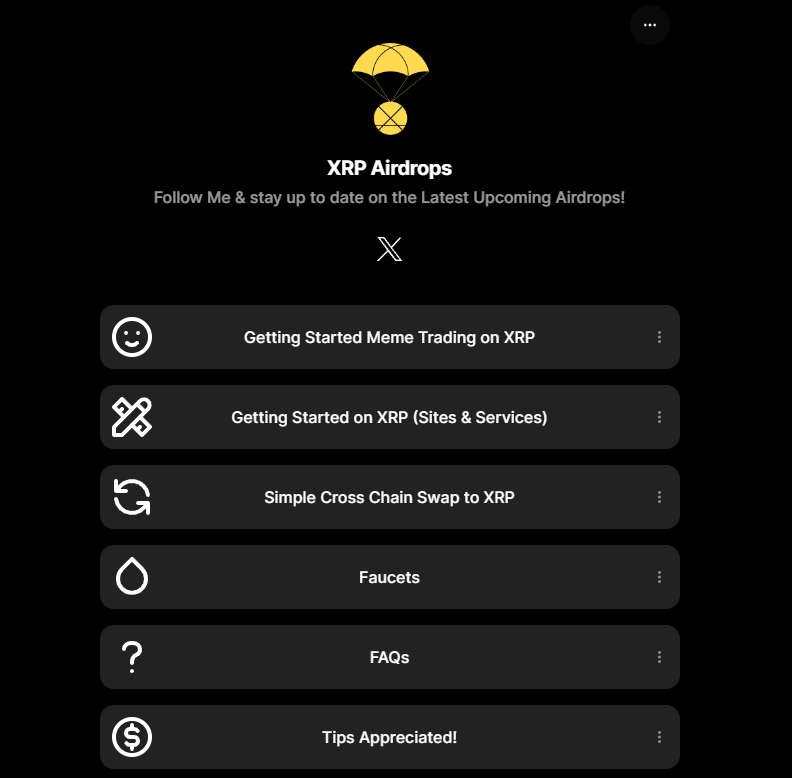 XRP_Airdrops's tweet photo. Linktree Updated: https://t.co/oxKJHrWyYH 🔗

Will be reviving the Airdrop Spreadsheet &amp; updating faucets/ passive income soon ⌛️

Message me or comment below anything you want added to the spreadsheet (Airdrops/ passive income/ faucets) https://t.co/qK6Z05q2Lw