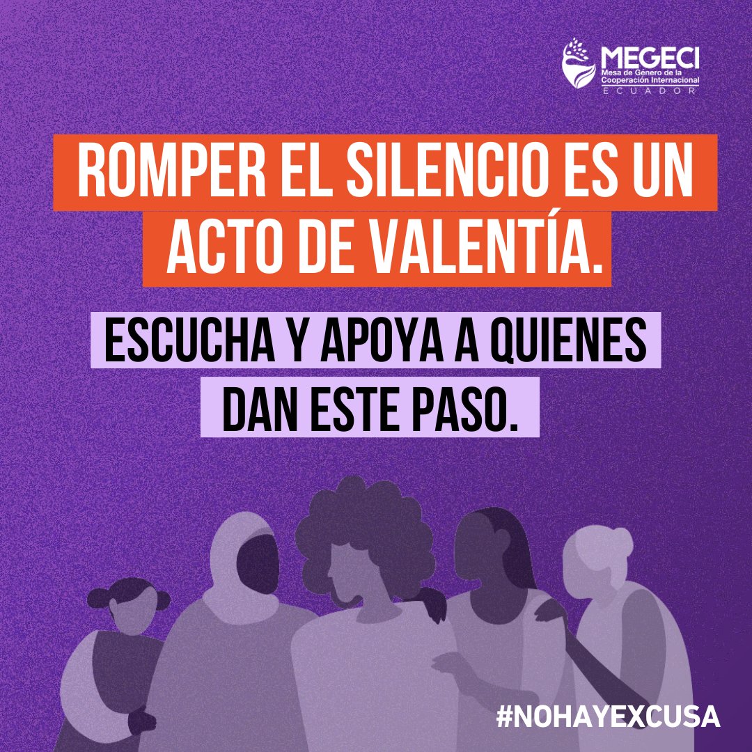 MEGECIEcuador's tweet image. Romper el silencio es un acto de valentía. Escuchemos y apoyemos a quienes deciden dar este paso. Cada voz cuenta en la construcción de una sociedad sin violencia. 💜 #NoHayExcusa #16DíasDeActivismo #MEGECIEc