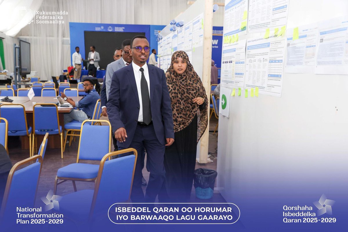 NTPSomalia's tweet photo. The Auditor General of Somalia, Ahmed Issa Guutaale, visited the NTP HQ, praised the remarkable progress, and received updates from the Financial Lab team. The National Transformation Plan is set to be finalized on December 4. #SomaliaNTP https://t.co/4326HVXurR
