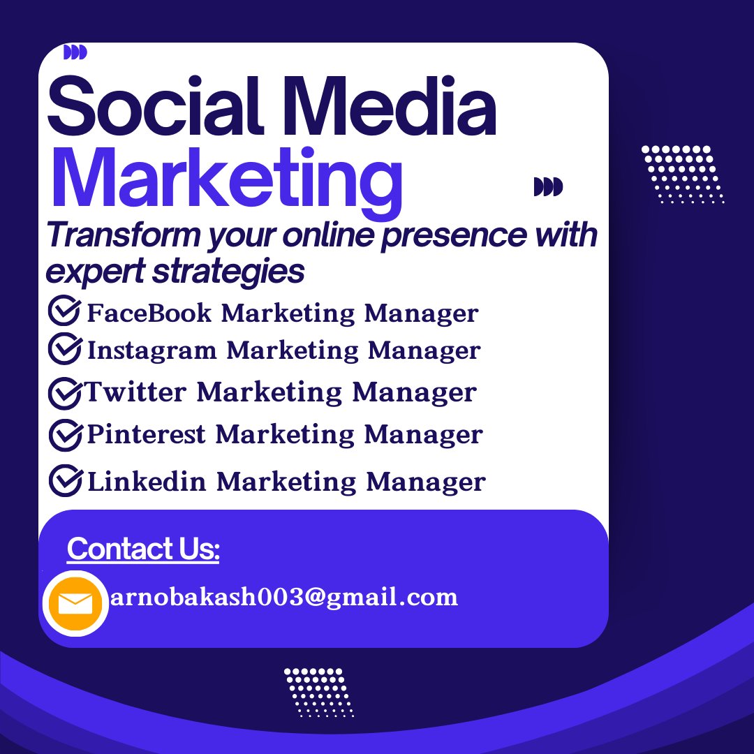 I will be your social media marketing manager and content creator.
If you want You Can hire me on Fiverr and Upwork.
#SocialMediaMarketing #DigitalMarketing #OnlinePresence #Engagement #SocialMediaStrategy #GrowYourAudience #MarketingTips
💟✅💯