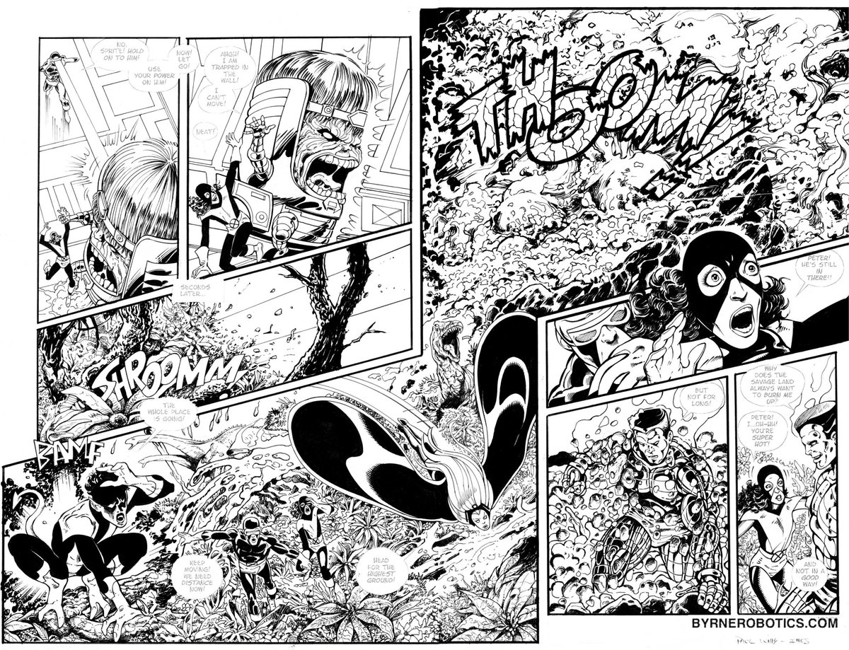 inkerdude's tweet image. John Byrne ELSEWHEN double page with my inks. The Savage Land! @Paul_Kaminski @ComicAwarenezz @ThomasHealy @rickeypurdin @urbanbarbarian @robertliefeld @MarkFBasso @thedanjurgens #johnbyrne