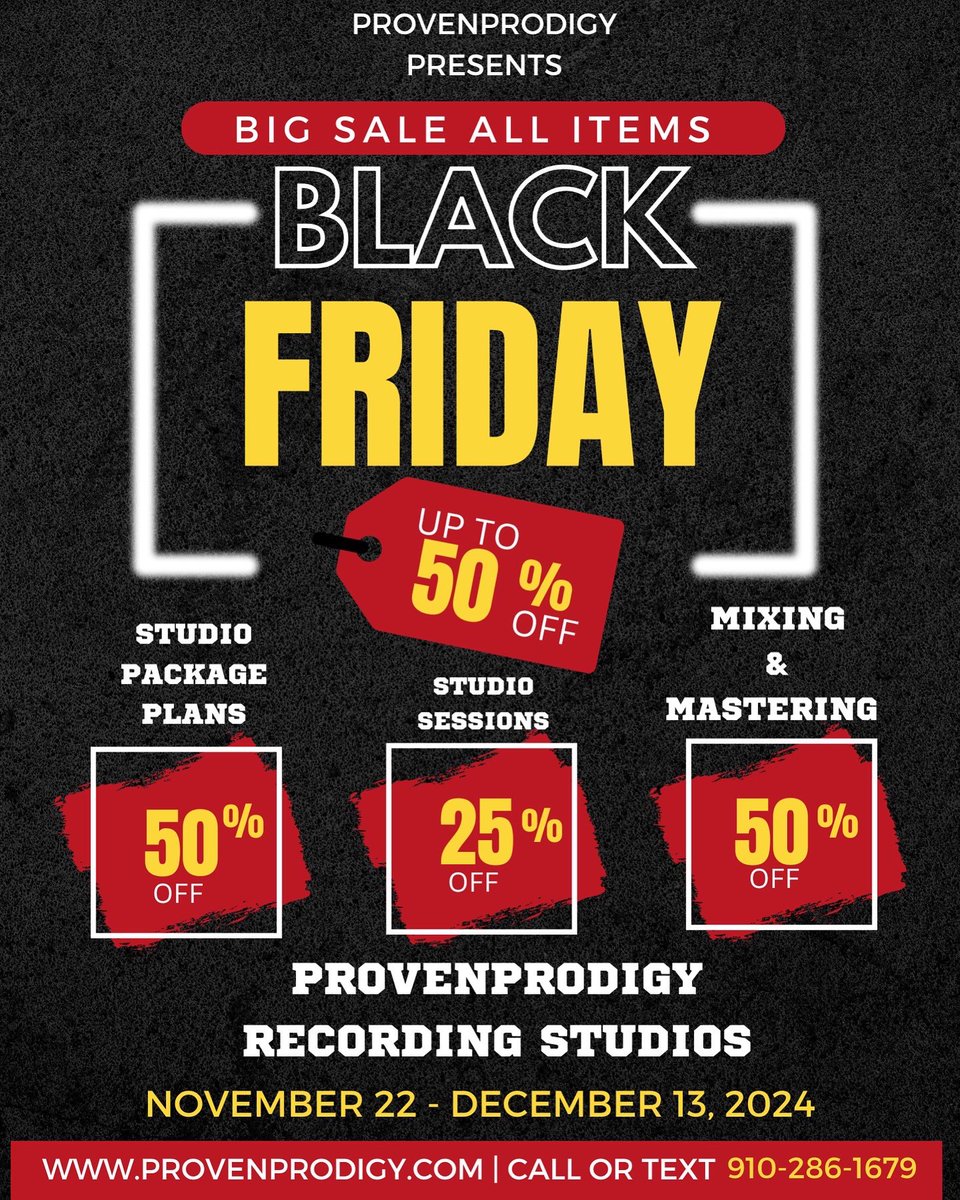 ProvenProdigy_'s tweet image. Black Friday Sale still going strong. Looking for an engineer who cares and delivers quality work well look no further. Take advantage of these sales. As always appreciate you for trusting me with your art. 

provenprodigy.com

#audioengineer 
#music 
#hiphop 
#rnb