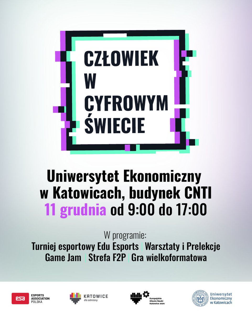 Esports Association (@esports_assoc) on Twitter photo Zapraszamy na konferencję "𝐶𝑧ł𝑜𝑤𝑖𝑒𝑘 𝑤 𝑐𝑦𝑓𝑟𝑜𝑤𝑦𝑚 𝑠́𝑤𝑖𝑒𝑐𝑖𝑒"! 👤🌐
🔜 Środa, 11 grudnia, budynek CNTI na <a href="/UE_Katowice/">UE Katowice</a>
Szczegóły wkrótce, a tymczasem warto dołączyć do wydarzenia na FB:
🗓️ facebook.com/events/1386467… Zapraszamy na konferencję "𝐶𝑧ł𝑜𝑤𝑖𝑒𝑘 𝑤 𝑐𝑦𝑓𝑟𝑜𝑤𝑦𝑚 𝑠́𝑤𝑖𝑒𝑐𝑖𝑒"! 👤🌐
🔜 Środa, 11 grudnia, budynek CNTI na <a href="/UE_Katowice/">UE Katowice</a>
Szczegóły wkrótce, a tymczasem warto dołączyć do wydarzenia na FB:
🗓️ facebook.com/events/1386467…