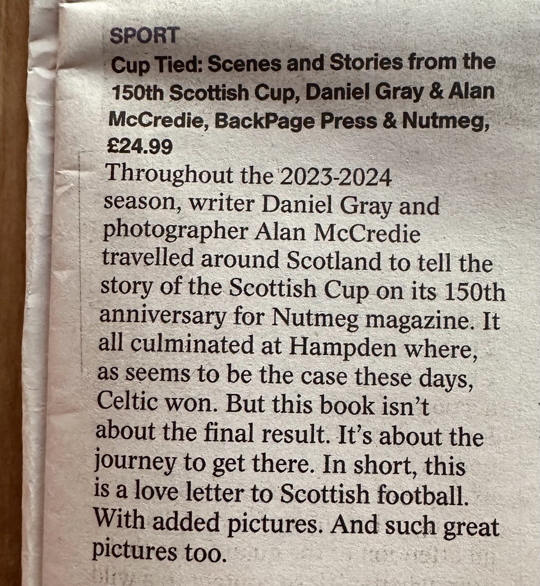 NutmegMagazine (@nutmegmagazine) on Twitter photo βA love letter to Scottish footballβ¦β
Great to see our <a href="/ScottishCup/">Scottish Gas Scottish Cup</a> book with <a href="/BackPagePress/">BackPage</a> as one of the marvellous <a href="/TeddyJamieson/">Teddy Jamieson</a>βs 10 Books for Christmas in <a href="/heraldscotland/">The Herald</a>.
β¬οΈ To buy direct, see link in reply below βA love letter to Scottish footballβ¦β
Great to see our <a href="/ScottishCup/">Scottish Gas Scottish Cup</a> book with <a href="/BackPagePress/">BackPage</a> as one of the marvellous <a href="/TeddyJamieson/">Teddy Jamieson</a>βs 10 Books for Christmas in <a href="/heraldscotland/">The Herald</a>.
β¬οΈ To buy direct, see link in reply below