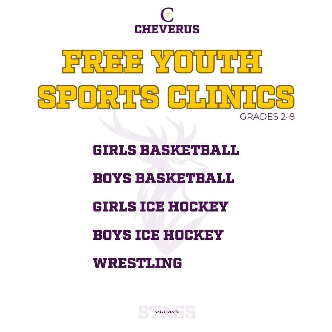 There is a full slate of FREE youth clinics this winter season at Cheverus for kids in grades 2-8. 

Check out all the options and register here: cheverus.org/student-life/a…