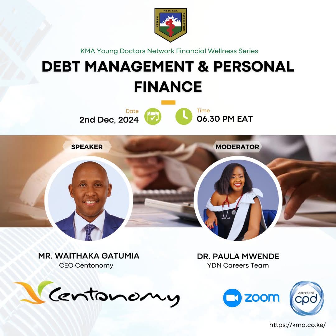 Centonomy's tweet image. We have partnered with Kenya Medical Association to facilitate a financial wellness session for their Young Doctors Network. This session will focus on personal finance and debt management- two vital factors for the young professionals.

#CentonomyPartnerships #Centonomy