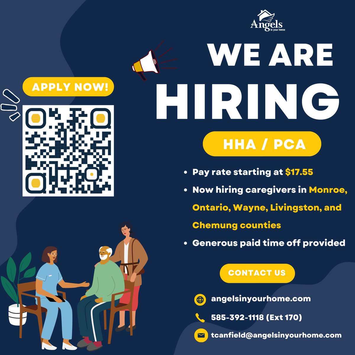 AngelsInUrHome's tweet image. Love helping others? 💙 Angels In Your Home is hiring HHA/PCA caregivers in NYS! 

Experienced or new, we’ll help you succeed in this fulfilling role.

DM us or apply now: 🔗 buff.ly/3XS9Iaw

#RochesterJobs #HealthcareJobs #HomeCare #WeAreHiring #CaregiverOpportunities