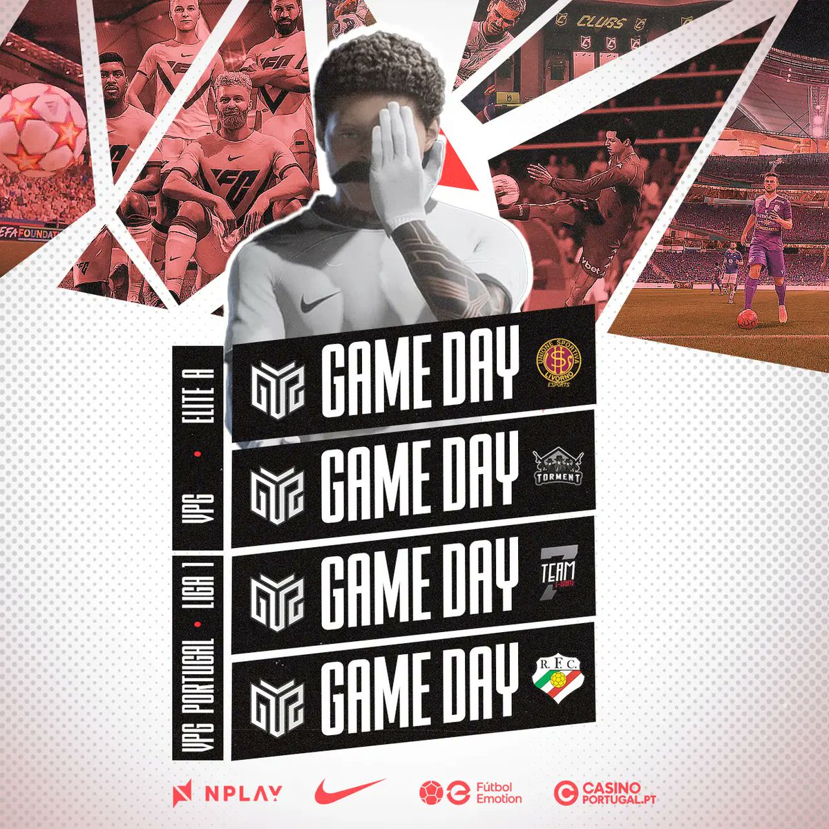 Voltamos ao relvado da <a href="/OfficialVPG/">Virtual Pro Gaming</a> em EAFC Clubs ⚽

👉 VPG ELITE A
🆚: @LivornoEsports 
🕒: 20:45H
🆚: <a href="/ES_Torment/">Torment</a> 
🕒: 21:15H

👉 VPG Portugal
🆚: <a href="/team7esports__/">Team7 E-Sports</a> 
🕒: 21:45H
🆚<a href="/RamaldenseSport/">Ramaldense FC eSports</a>
🕒: 22:15H

Vemo-nos no relvado 👊

#RespectAllFearNone #WhereTheChampionsPlay