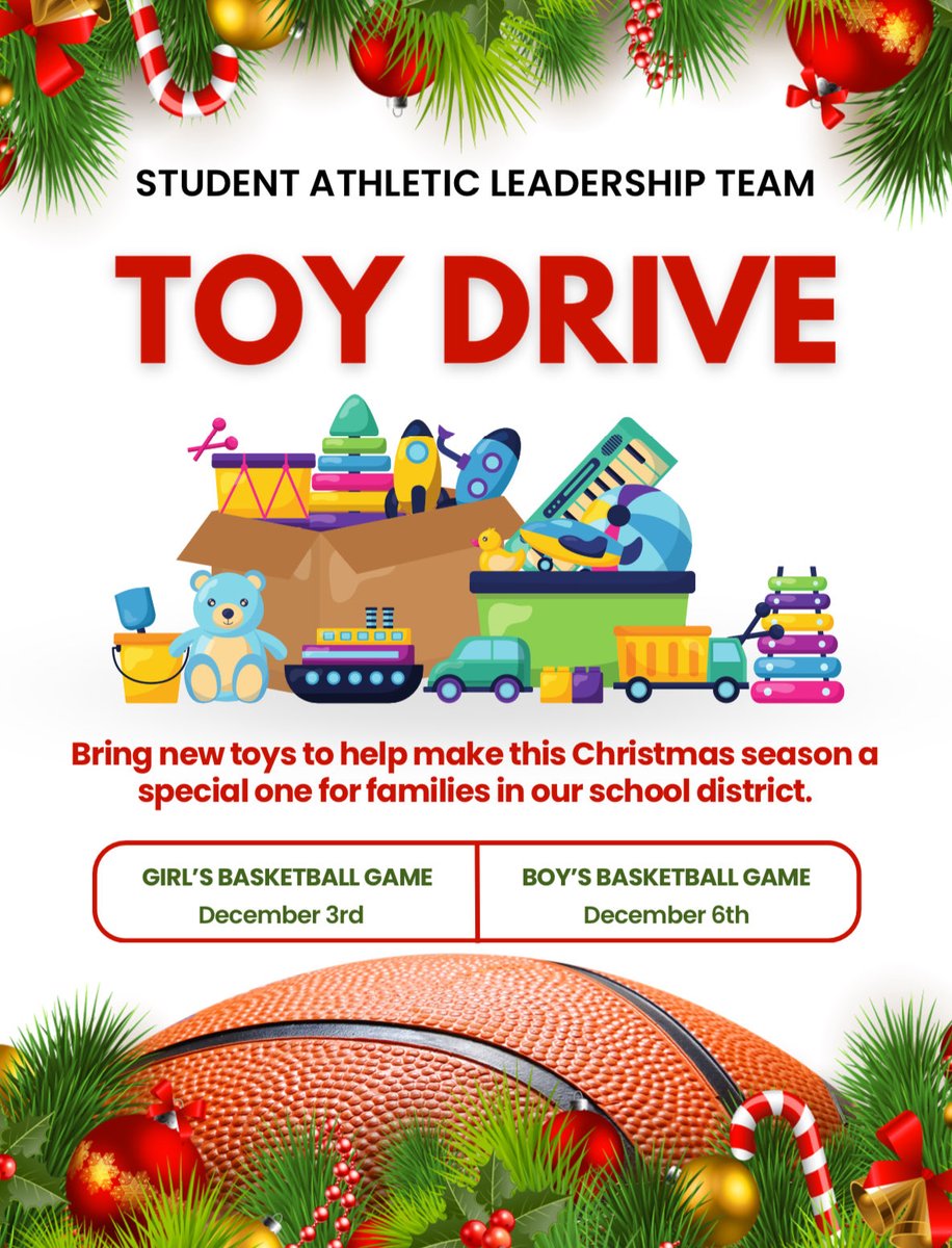 It’s that time of year again, BRING A TOY FOR THE 3rd ANNUAL S.A.L.T TOY DRIVE and come out and support your Lady Aces against Circleville on December 3rd with Jv at 5:30 and varsity to follow. And the boys team on December 6th against Hamilton Township.