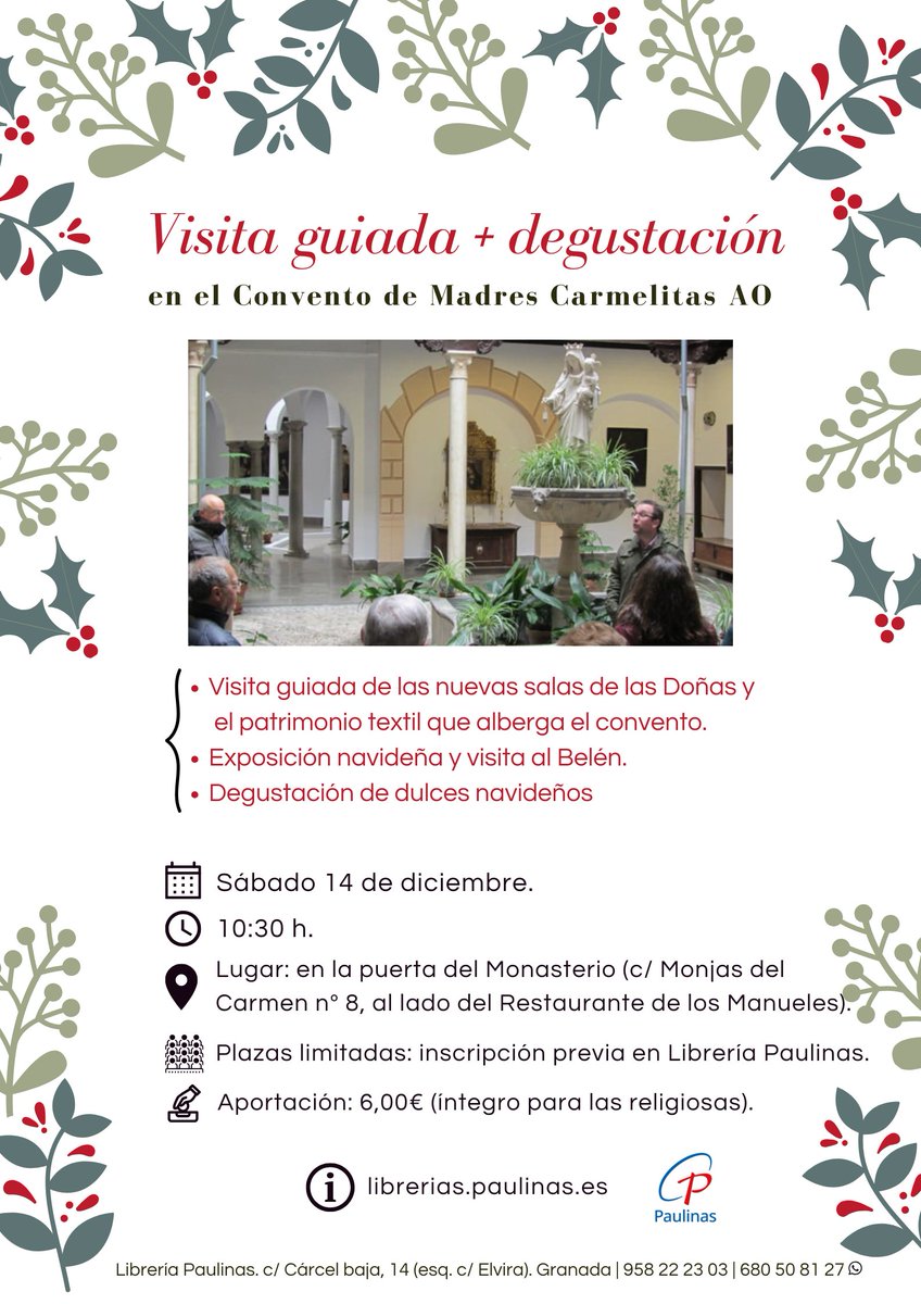 Librería Paulinas Granada (@paulinasgranada) on Twitter photo Para este mes, te proponemos una visita guiada + degustación de dulces navideños en <a href="/MucarGranada/">MucarGranada</a>
👉Más información en nuestra web:
librerias.paulinas.es/evento/visita-… Para este mes, te proponemos una visita guiada + degustación de dulces navideños en <a href="/MucarGranada/">MucarGranada</a>
👉Más información en nuestra web:
librerias.paulinas.es/evento/visita-…