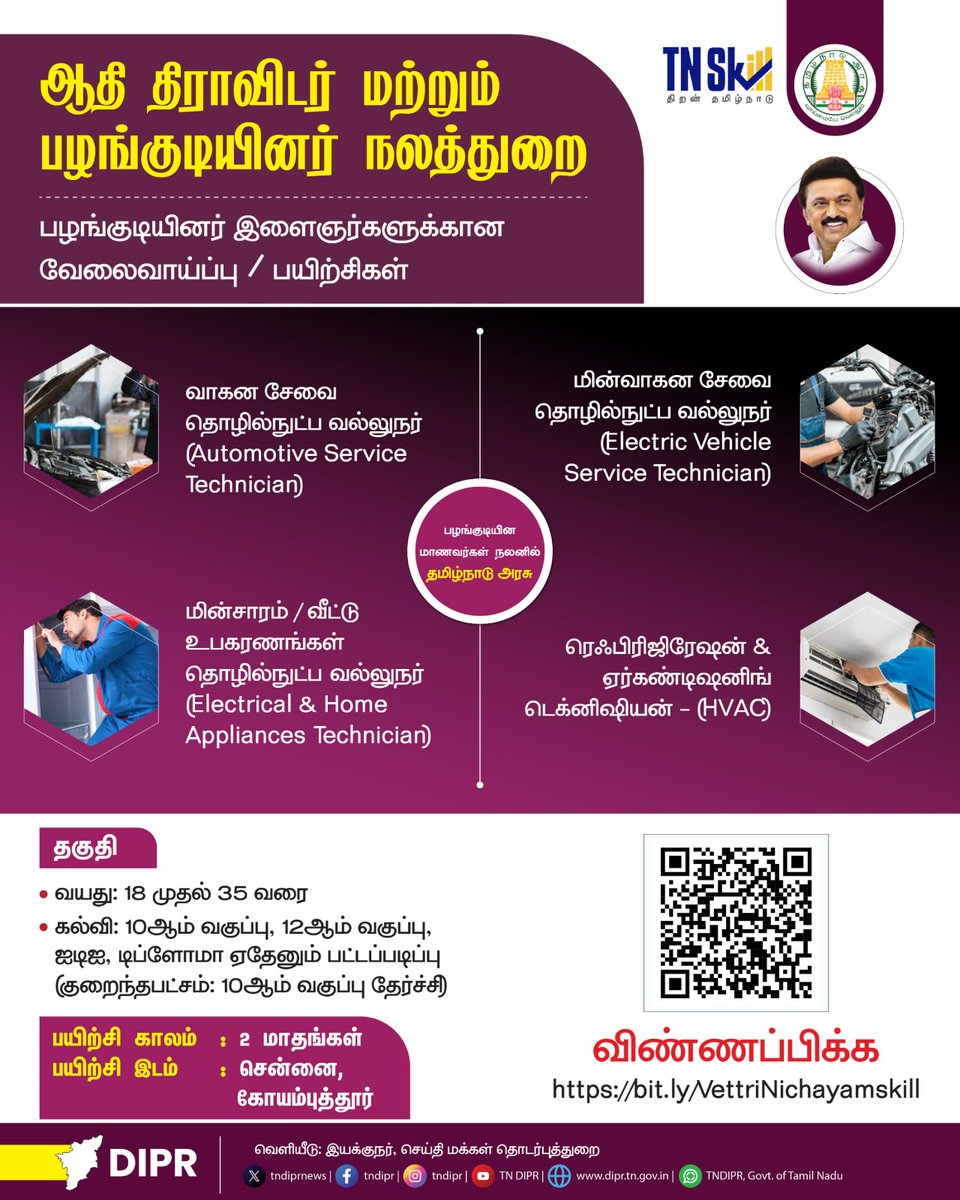 balaguruklt1's tweet image. #Job_alert📢📢📢
பழங்குடியினர் இளைஞர்களுக்கான வேலைவாய்ப்பு/பயிற்சிகள் ❤️
#DravidianModel #MKStalinCM #CMMKStalin #MKStalinEra #DMKGovt #MKStalin4TN #MKStalinGovt
@mkstalin @Udhaystalin @Anbil_Mahesh @V_Senthilbalaji @DMKITwing @dmk_youthwing @EN_tamilnadu @PEN_Offl @DMKKarur1
