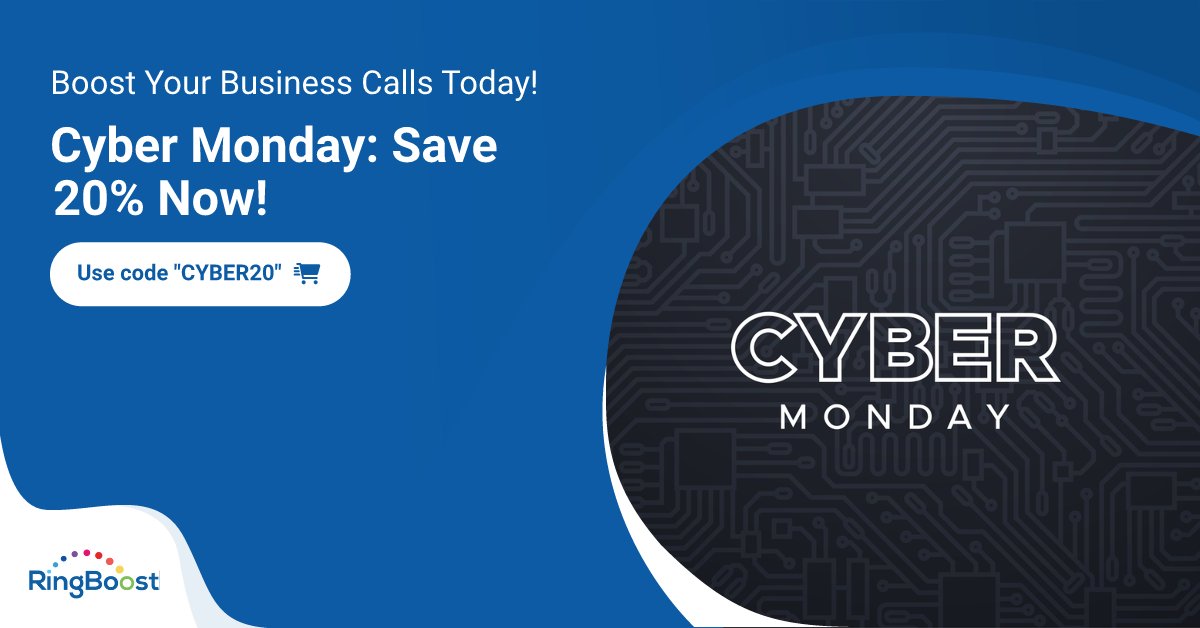 RingBoost's tweet photo. Cyber Monday Deal! π€
Upgrade your business game with 20% OFF on custom phone numbers - use code "CYBER20"
Shop now https://t.co/ja8N76qrJF
#cybermondaydeals #customnumbers #ringboost #cybermonday #BusinessPhoneNumber #CustomPhoneNumbers https://t.co/l5TPVERz27