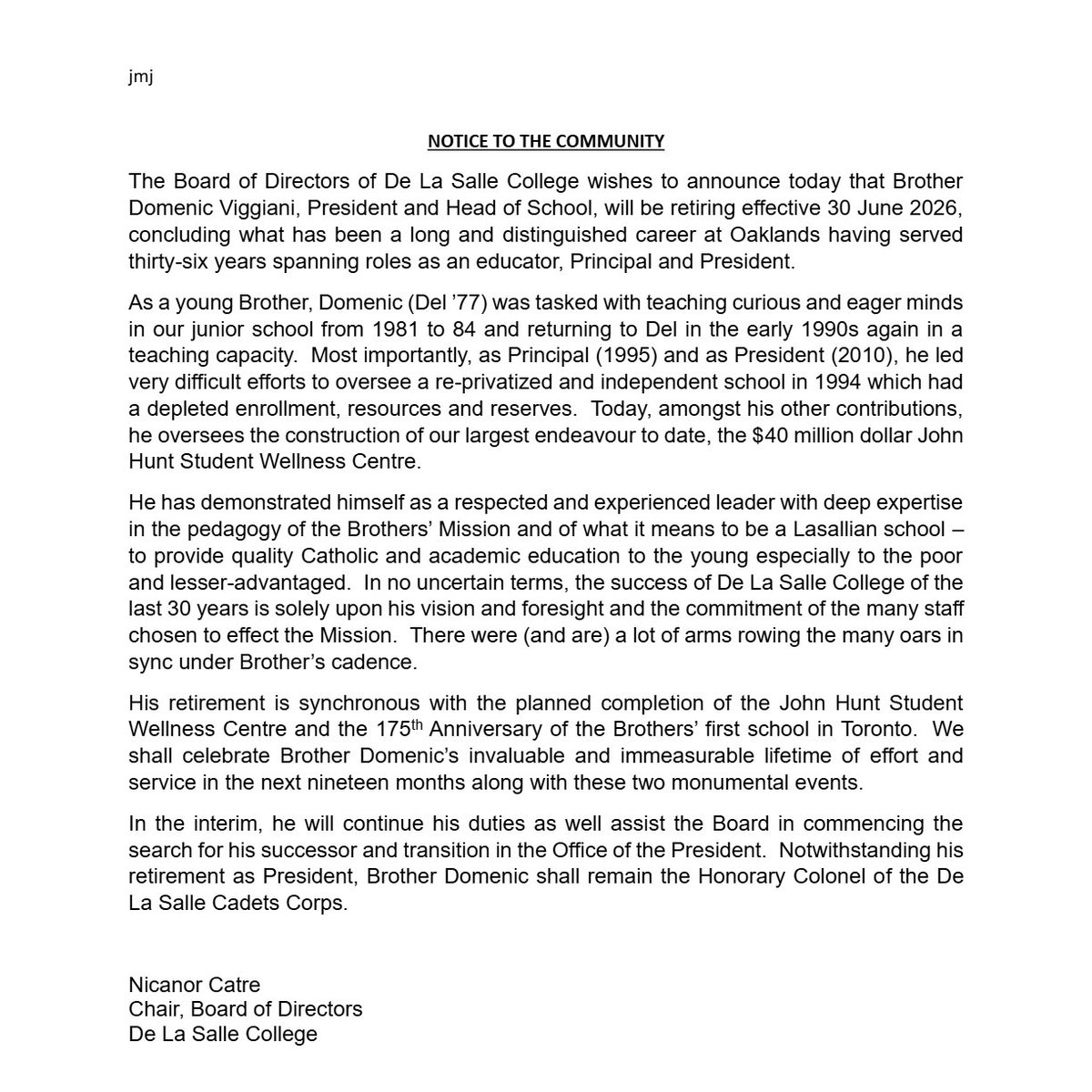 De La Salle College tweet media