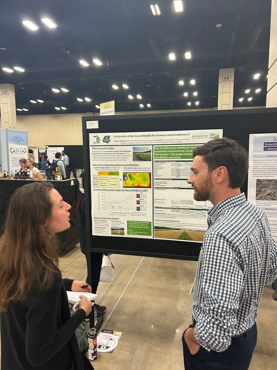 KBSLTER's tweet image. At the 2024 Tri-Societies Meeting in San Antonio, @Sprunger_PhD graduate student, Rachel Drobnak, won 2nd place for both of her posters in their respective sessions (ASA Soil Health + ASA Education & Extension)! Rachel's work focused on #prairiestrips work at the @KBSLTER!