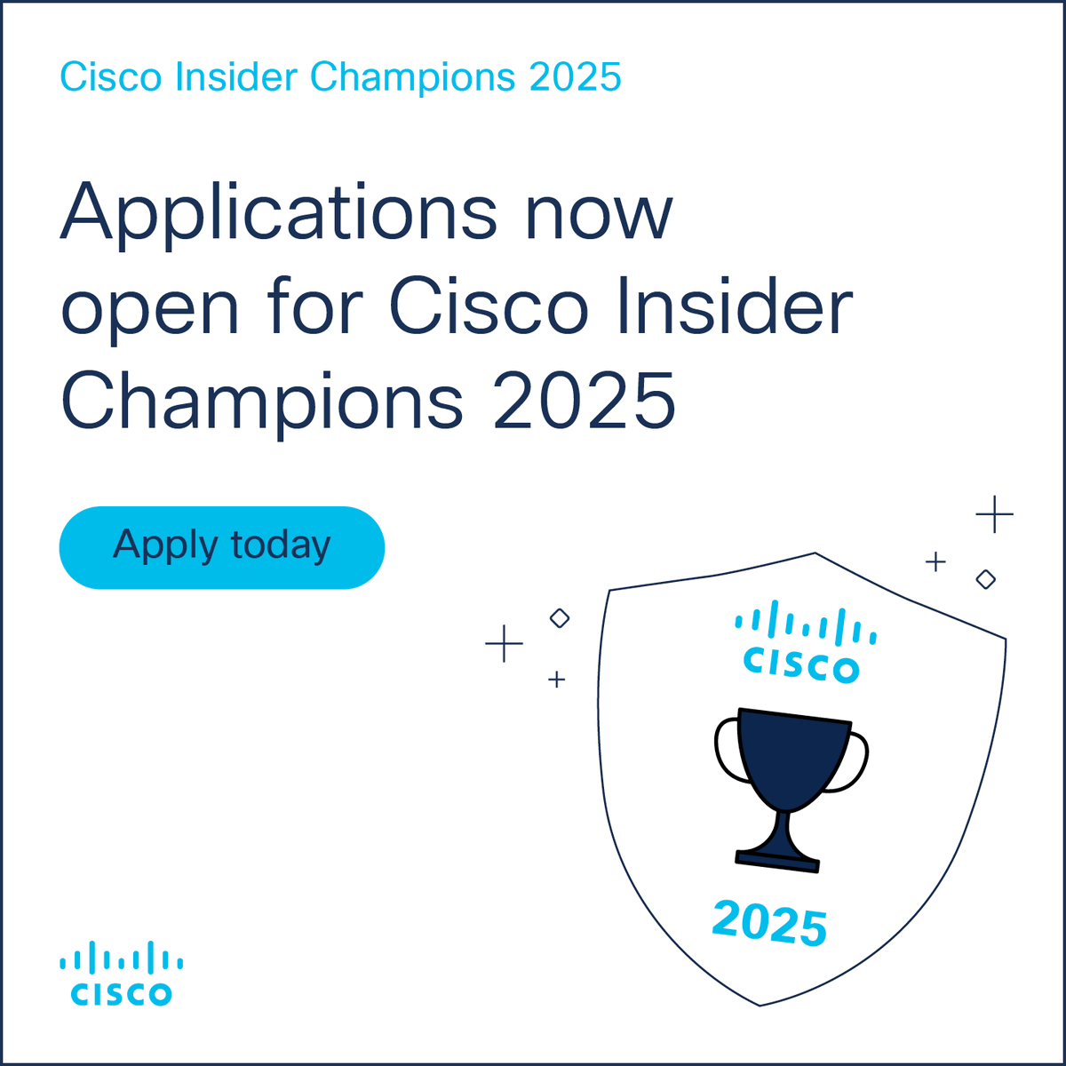 🔊 Calling ALL tech enthusiasts with a passion for sharing knowledge. The #CiscoChampion application is officially OPEN!  

Apply here: cs.co/6015tOjzT